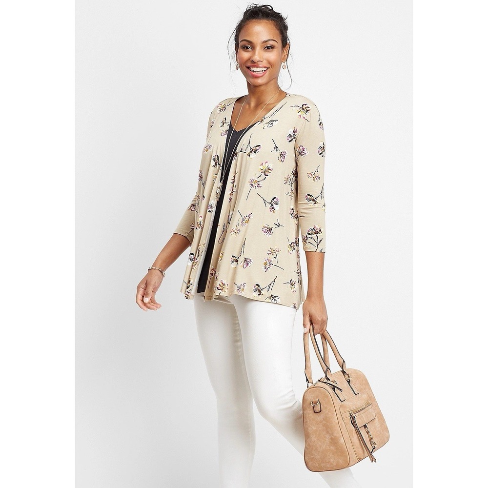 Maurices Floral Open Front Cardigan Women's Size 3XL lightweight Boho‎